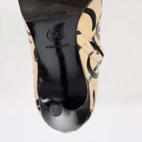 CHANEL Ankle Boots with Black and Cream Design - Picture 3 of 16